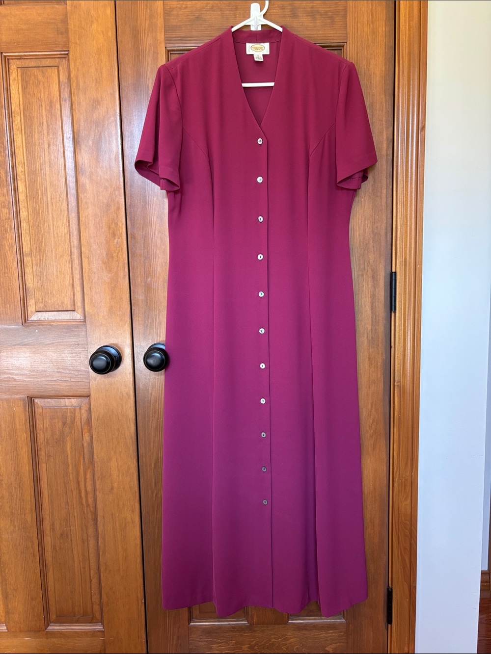 Talbots Women's Burgundy Button-Front Midi Dress Size 14